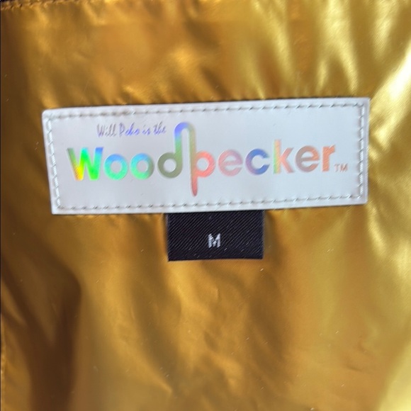 Woodpecker Gold Puffer Vest with Logo Patch *New with tags - Picture 8 of 11